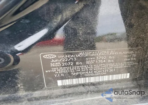 2013 Hyundai Elantra Gls z USA, uszkodzony, nr VIN 5NPDH4AE4DH371361